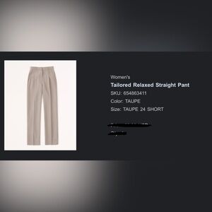 Abercrombie Tailored Relaxed Straight Pants. Size 24 short. Taupe.